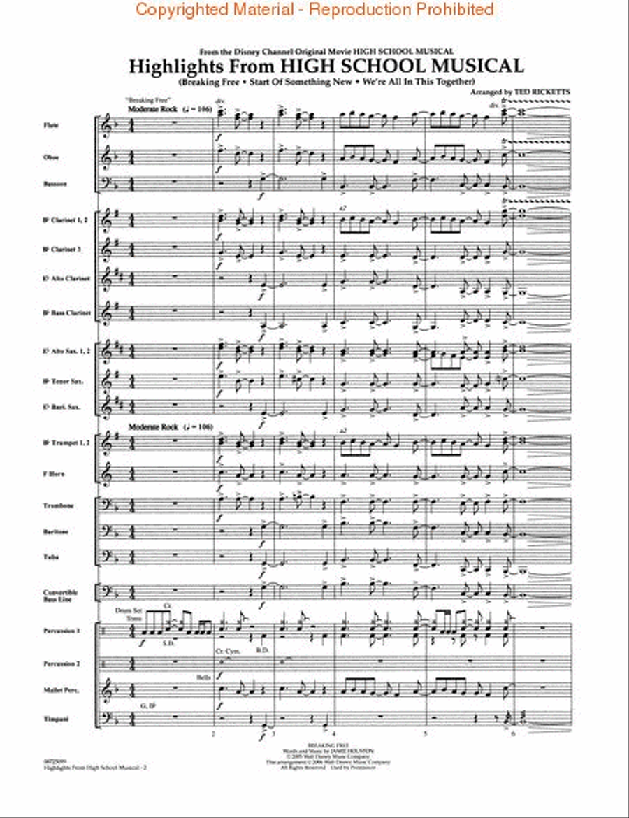 Highlights from “High School Musical” Concert Band scores gallery preview page 2