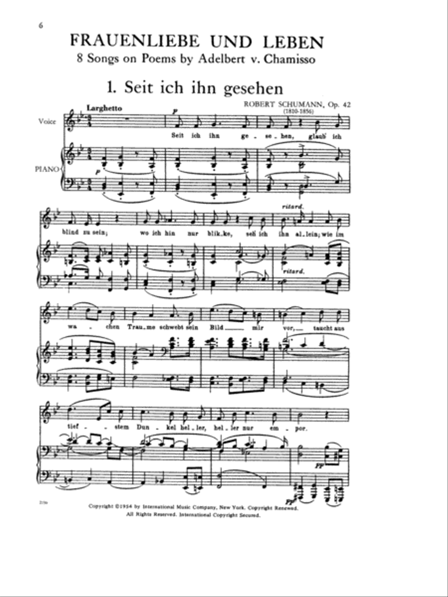 Frauenliebe Und Leben, Opus 42. A Cycle Of 8 Songs - High (G. & E.)