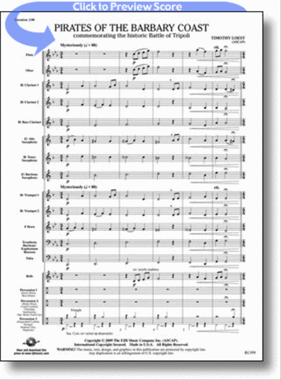Pirates of the Barbary Coast Concert Band scores gallery preview page 1