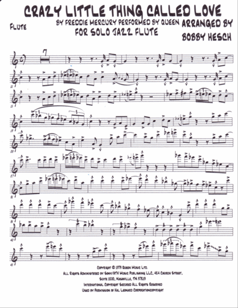 Crazy Little Thing Called Love Flute Solo scores gallery preview page 2
