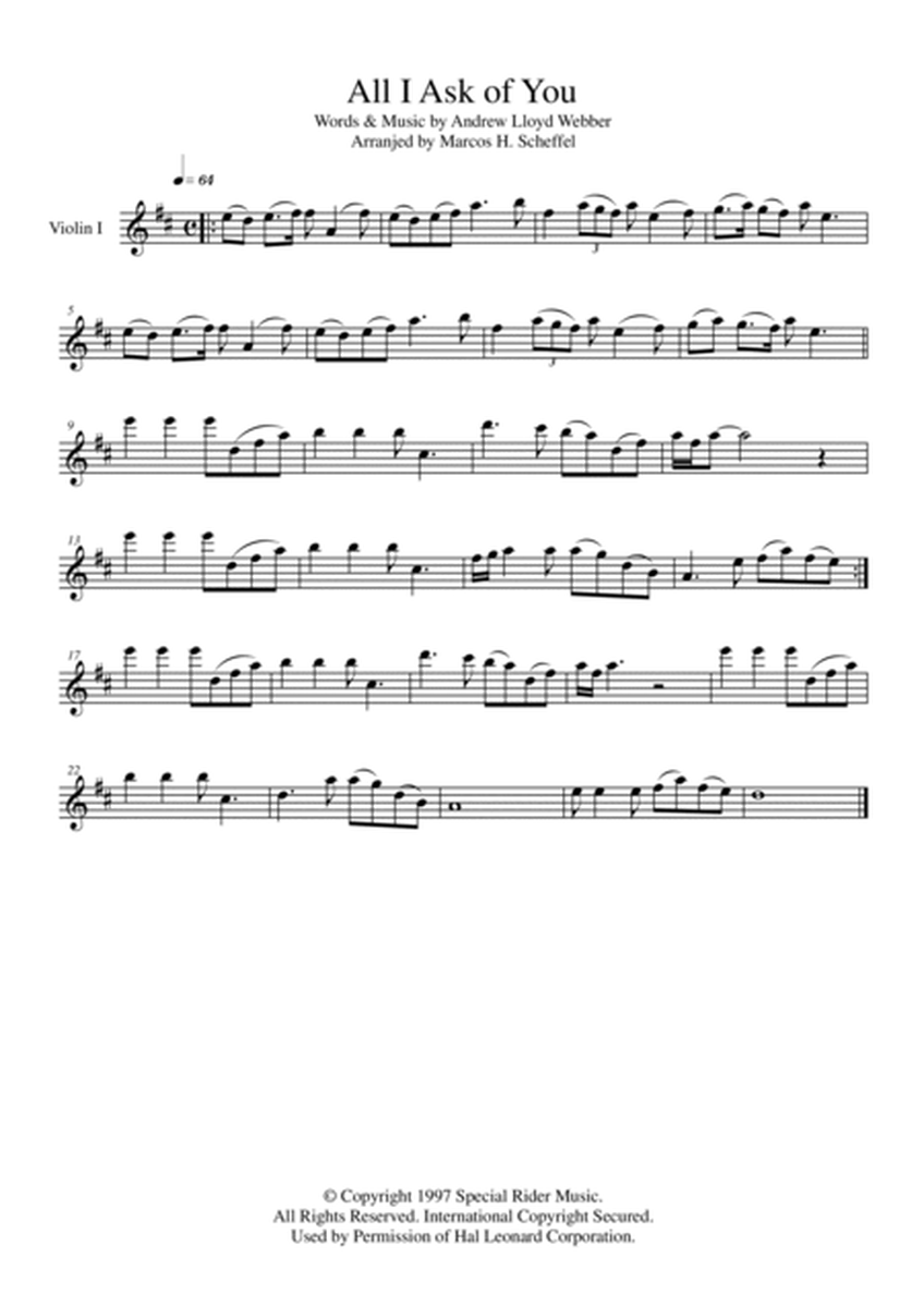 All I Ask Of You - The Phantom of the Opera (String Quartet with Chords) image number null