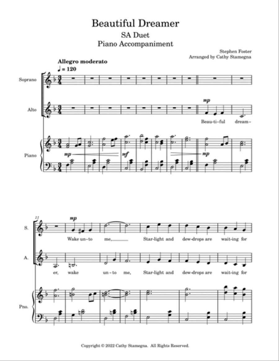 Beautiful Dreamer (SA Duet, Piano Accompaniment) SA scores gallery preview page 2