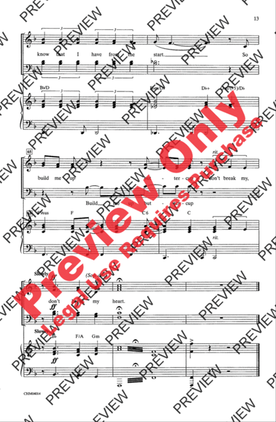 Build Me Up Buttercup 4-Part scores gallery preview page 12