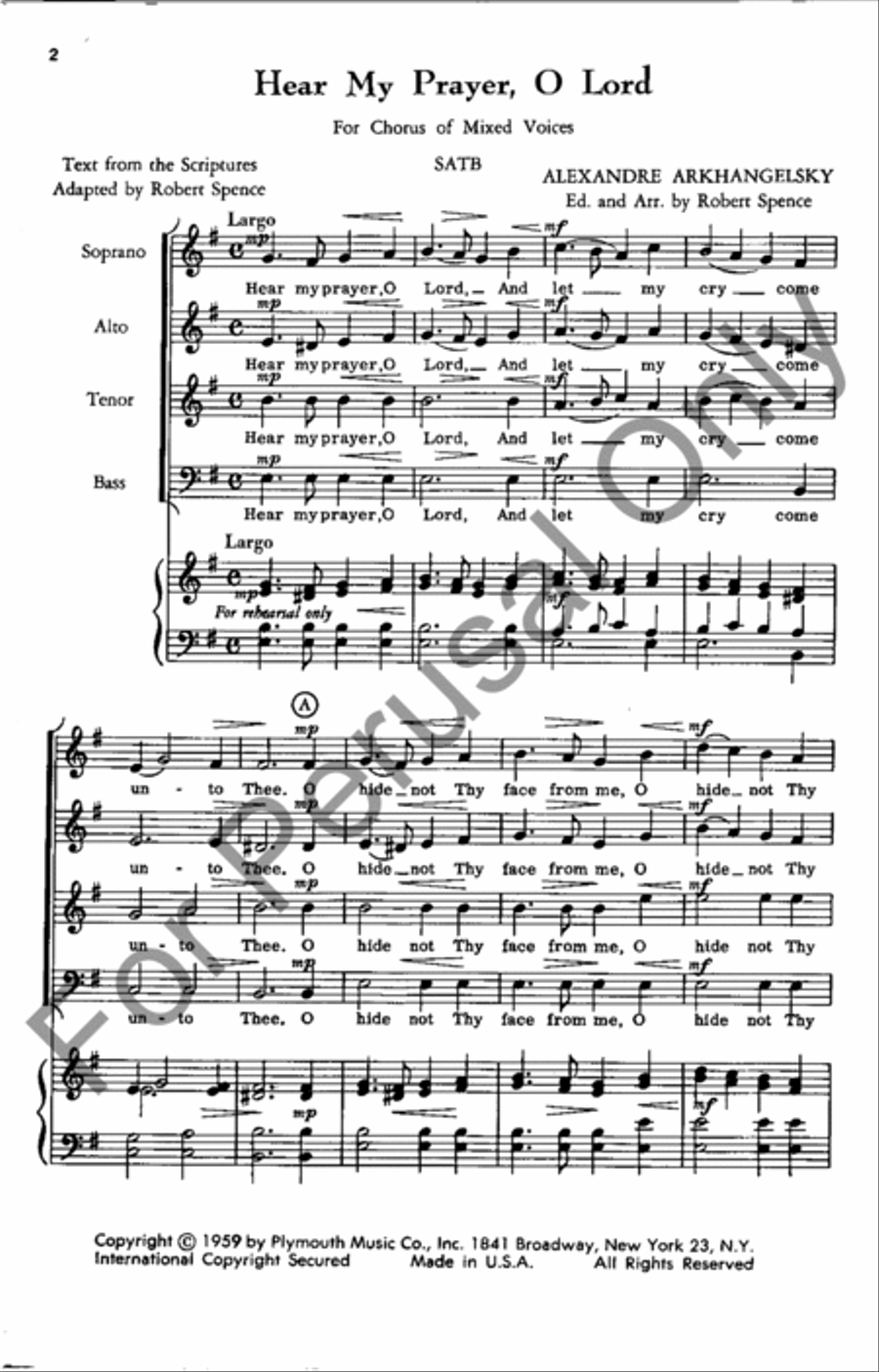 Hear My Prayer, O Lord 4-Part scores gallery preview page 2