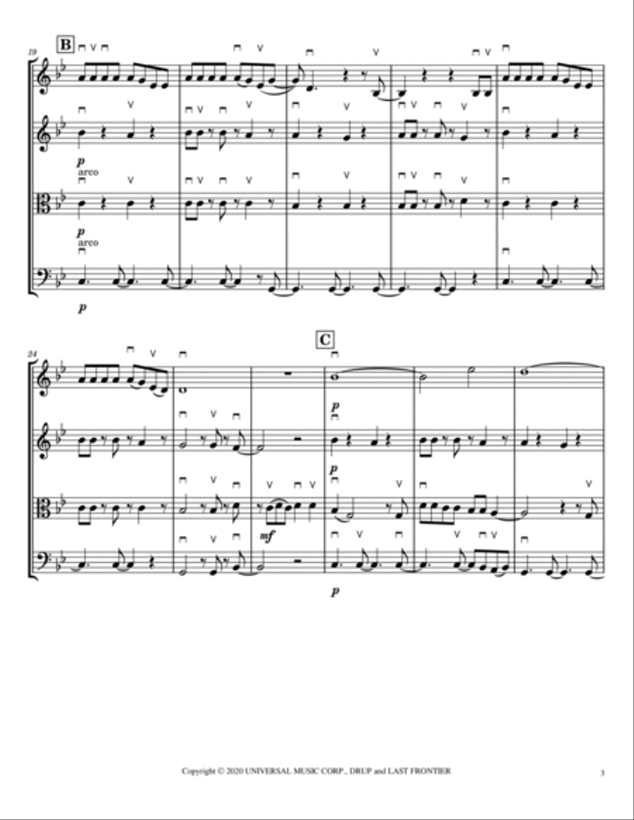 Billie Bossa Nova String Quartet scores gallery preview page 3