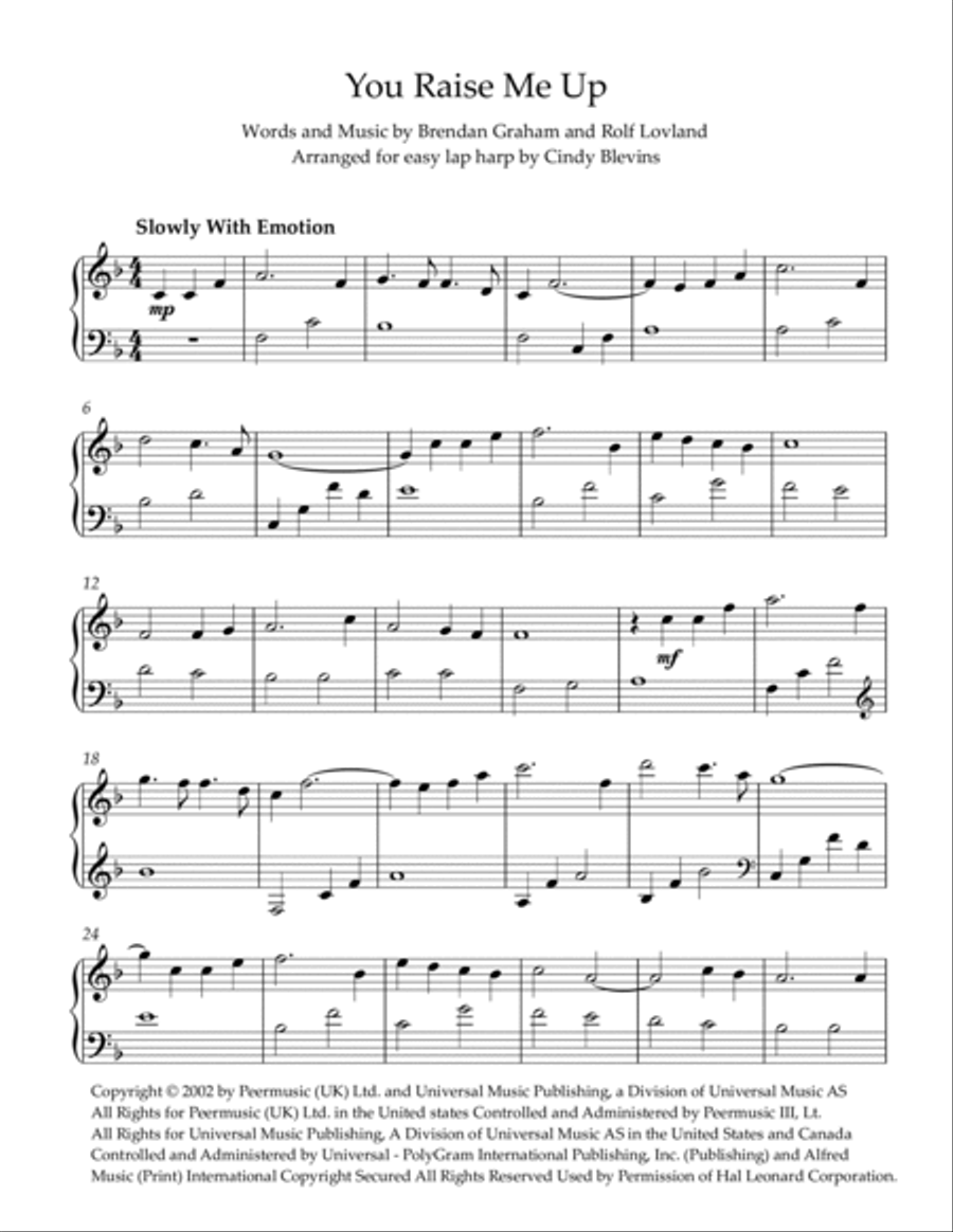 You Raise Me Up Harp scores gallery preview page 2