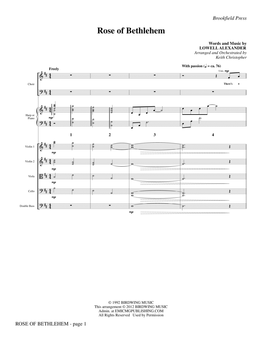 Rose Of Bethlehem - Full Score Choir scores gallery preview page 1