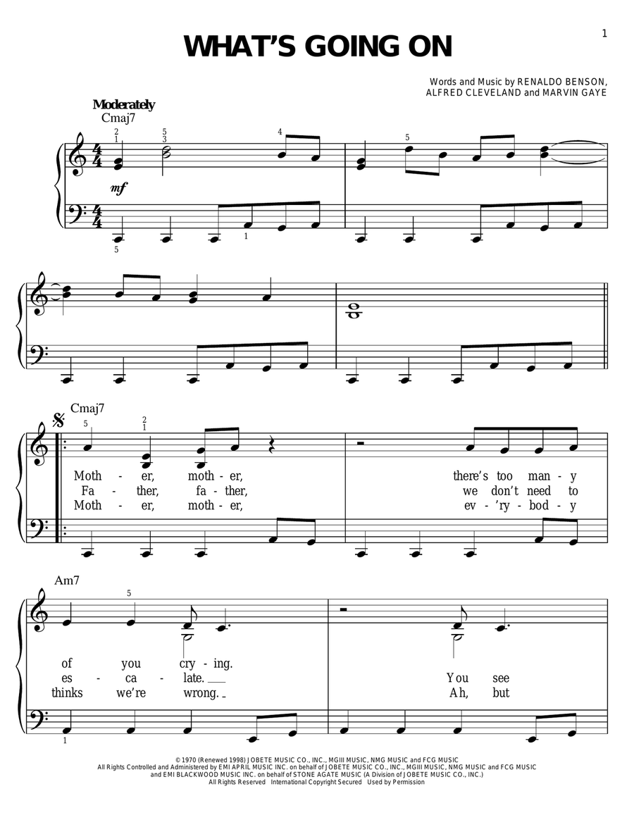What's Going On Easy Piano scores gallery preview page 1