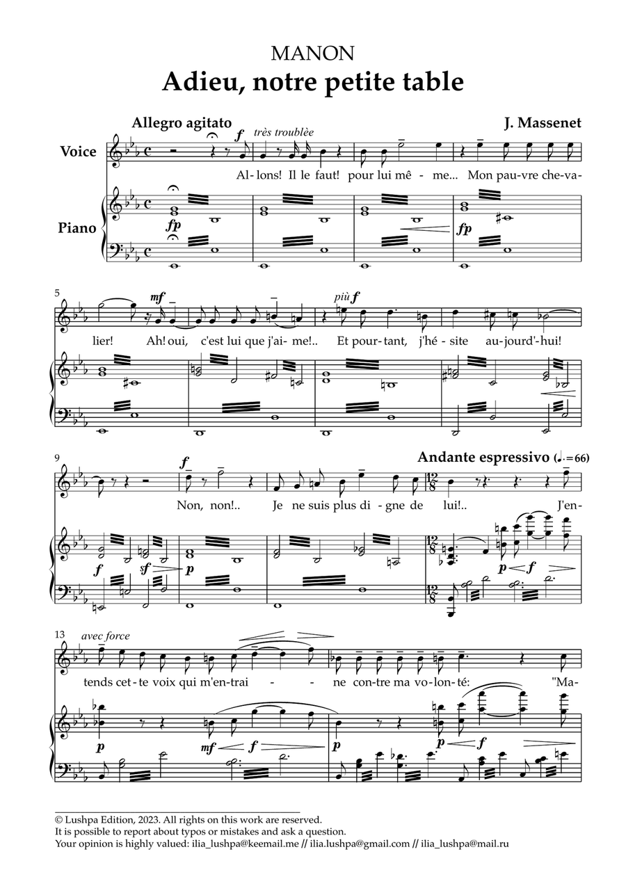 Adieu, notre petite table (Allons! Il le faut!) Piano, Vocal scores gallery preview page 3