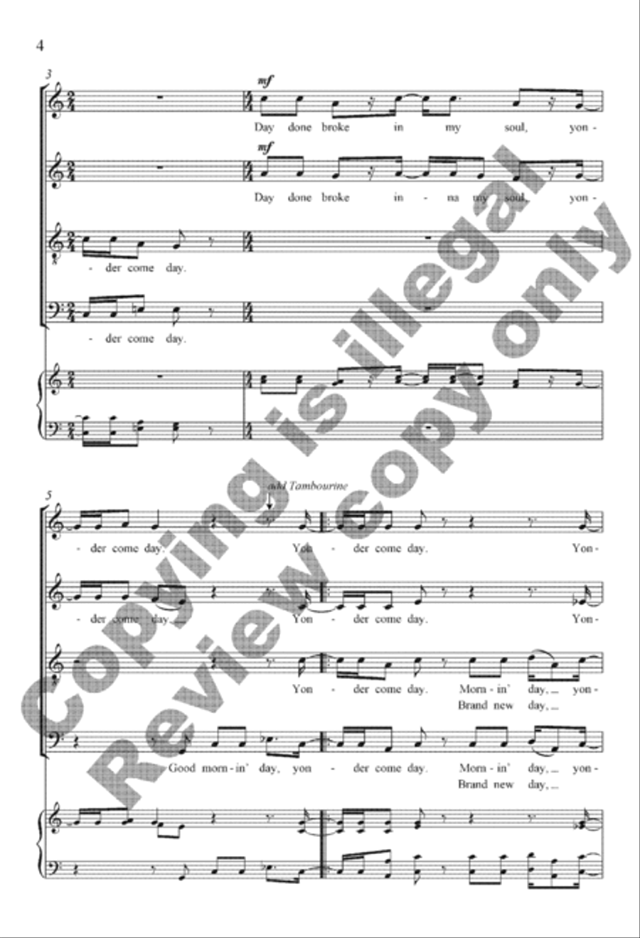 Yonder Come Day Yonder Come Day 4-Part scores gallery preview page 4