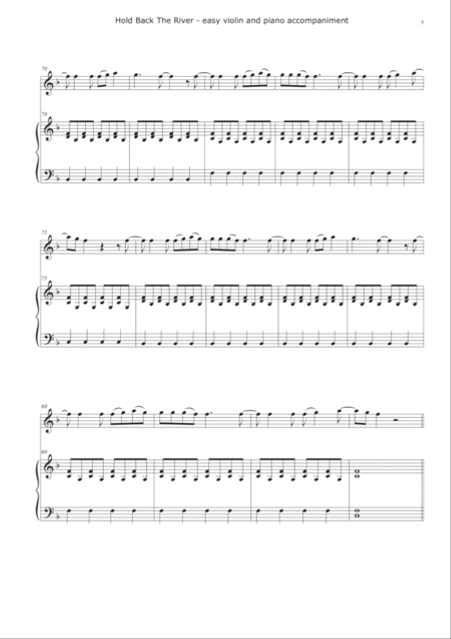 Hold Back The River Violin Solo scores gallery preview page 5