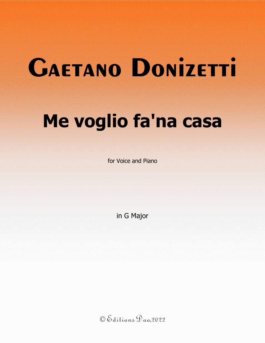 Me voglio fana casa, by Donizetti, in G Major Voice scores gallery preview page 1