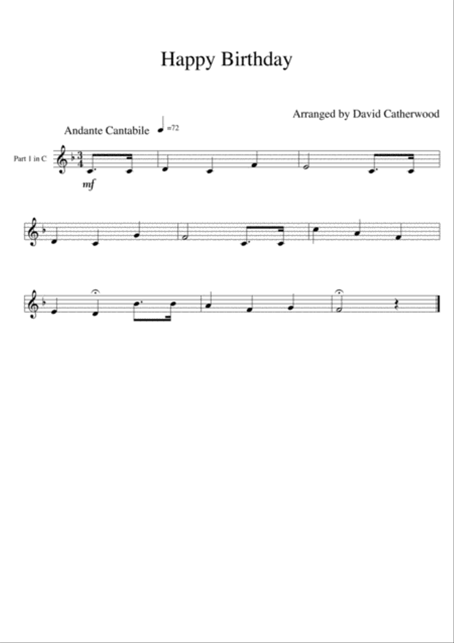 Happy Birthday arranged for Flexible ensemble by David Catherwood (suitable for any combination) Concert Band scores gallery preview page 2