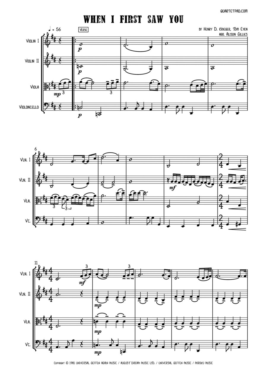 When I First Saw You String Quartet scores gallery preview page 1