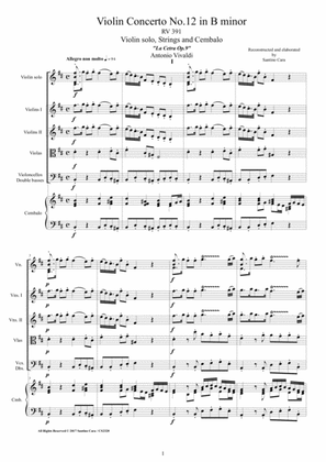 Book cover for Vivaldi - Violin Concerto No.12 in B minor RV 391 Op.9 for Violin, Strings and Cembalo