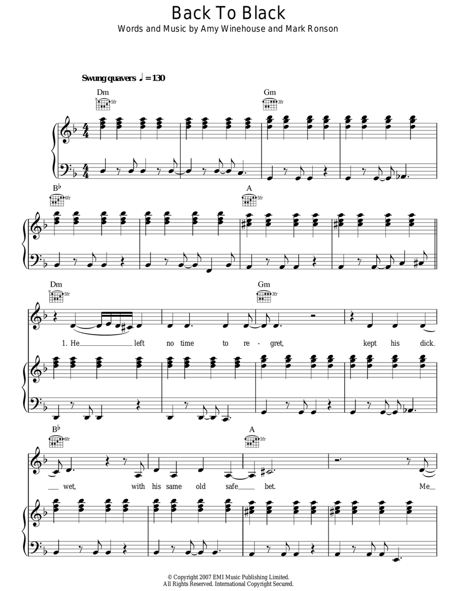 Back To Black Acoustic Guitar scores gallery preview page 1