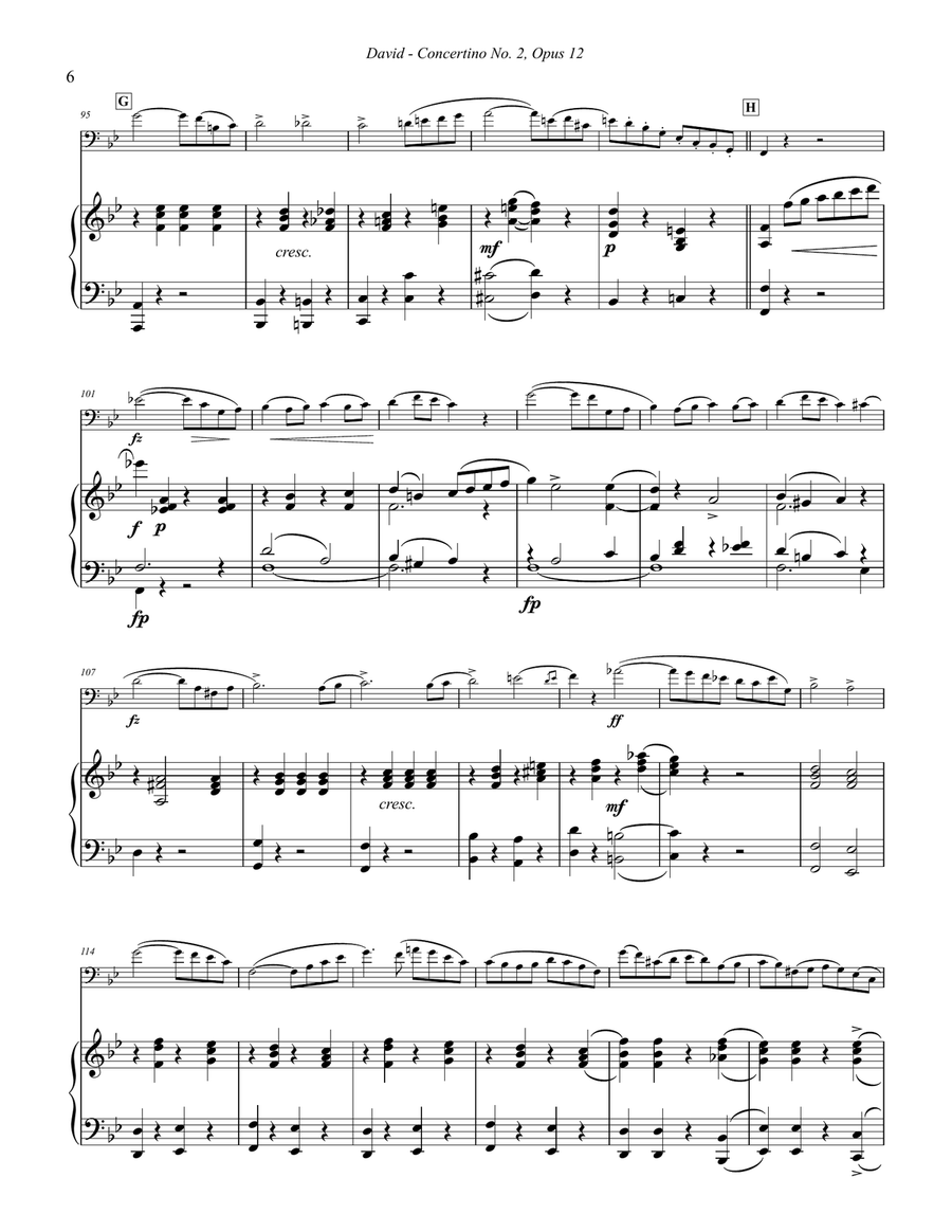 Concertino No. 2 in B-flat for Trombone and Piano Piano scores gallery preview page 6