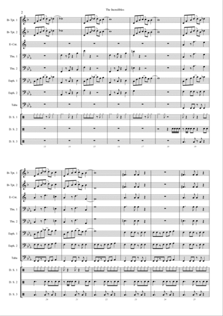 The Incredibles (Main Theme) Marching Band scores gallery preview page 2
