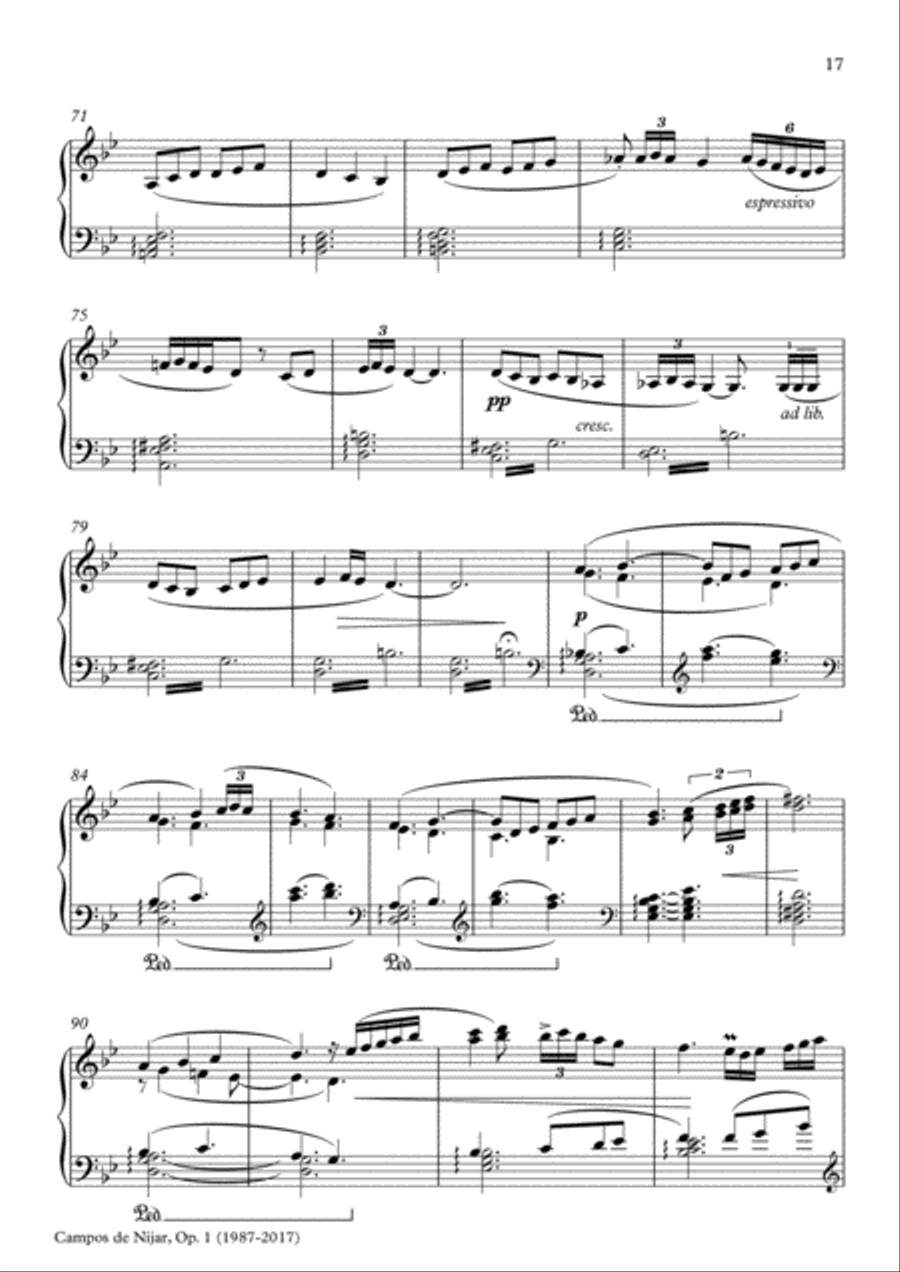 Campos de Níjar, Op.1 - III. El Retiro ('Al atardecer') (2017) Piano Solo scores gallery preview page 5