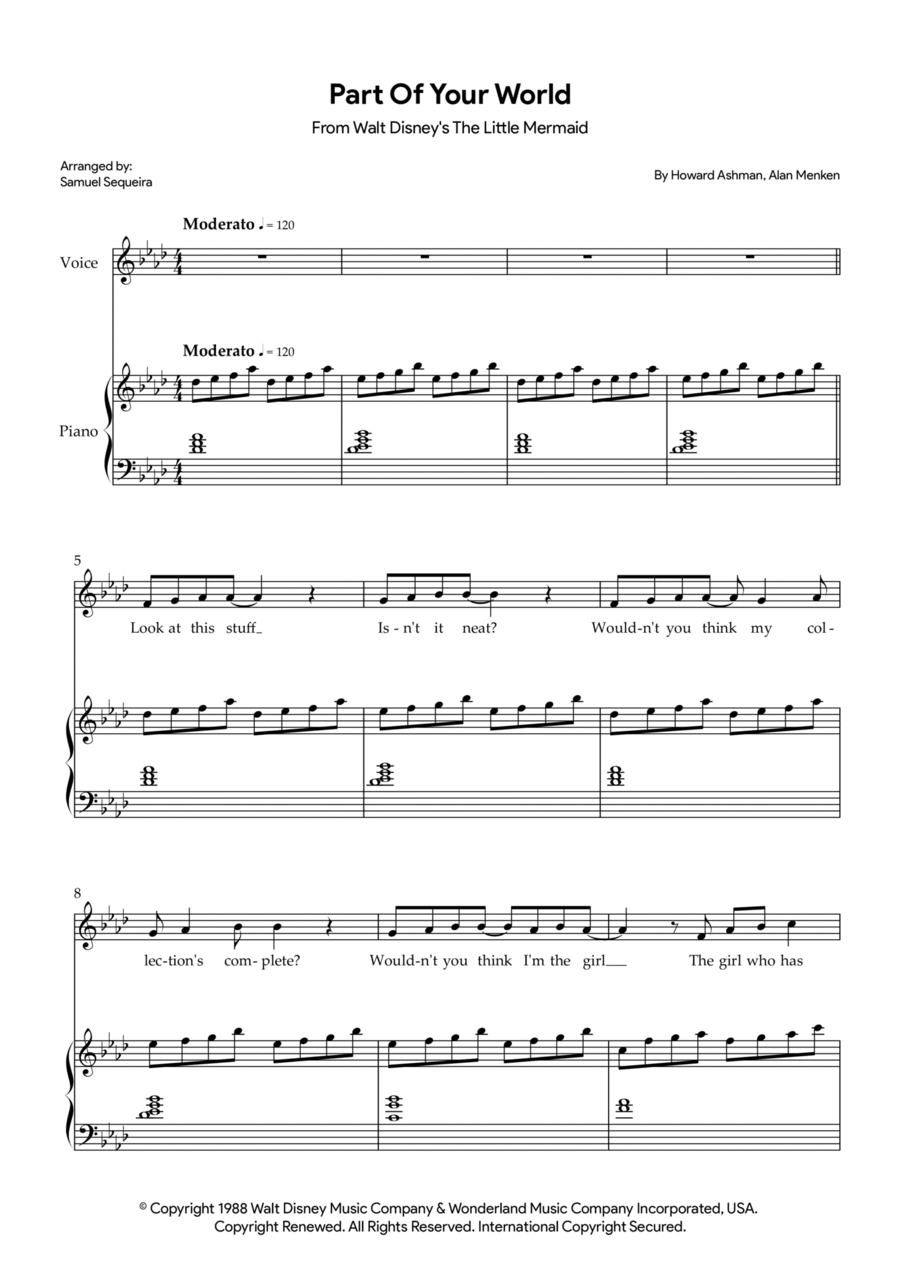 Part Of Your World (reprise) Piano scores gallery preview page 1