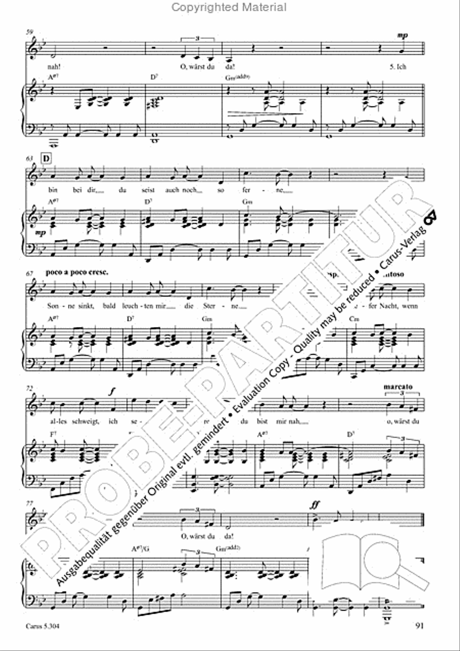 Schindler: Rosenzeit. Ein Liederzyklus uber die Liebe. Chansons fur Singstimme und Klavier Piano scores gallery preview page 92