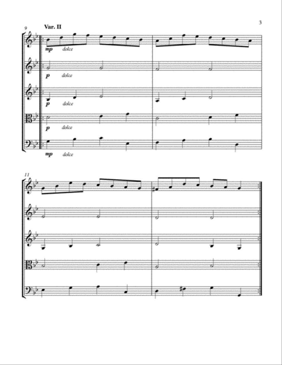Passacaglia in g minor for String Quintet (3 Violins, Viola, and Cello) String Quintet scores gallery preview page 3