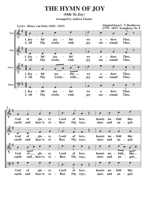 Ode To Joy (The Hymn Of Joy) A Cappella SATB