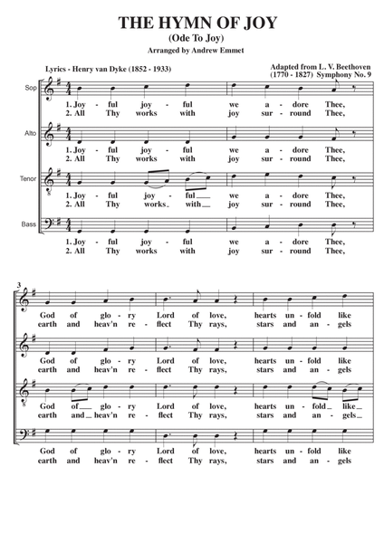 Ode To Joy (The Hymn Of Joy) A Cappella SATB image number null