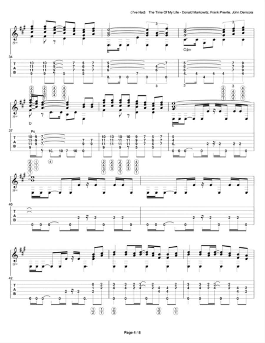 (i've Had) The Time Of My Life Guitar Solo scores gallery preview page 4
