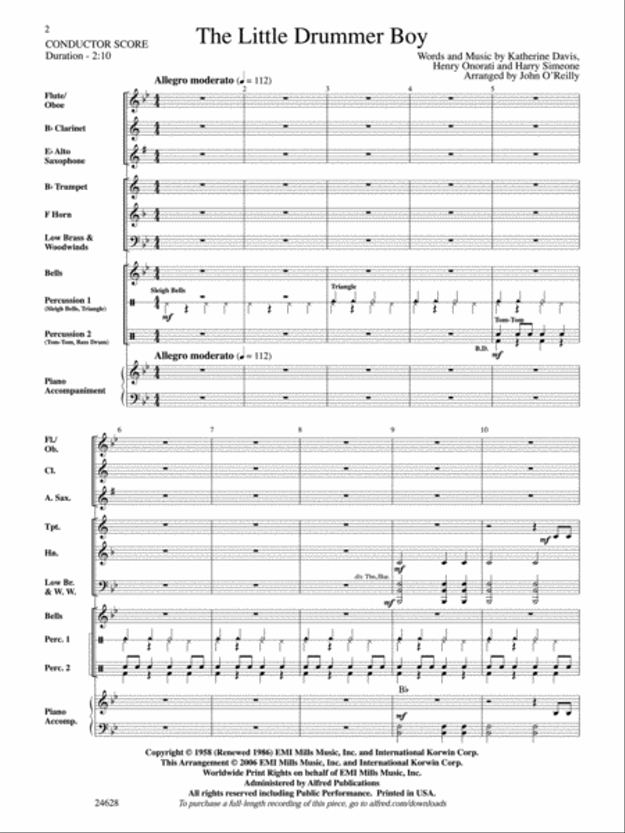 The Little Drummer Boy Concert Band scores gallery preview page 2