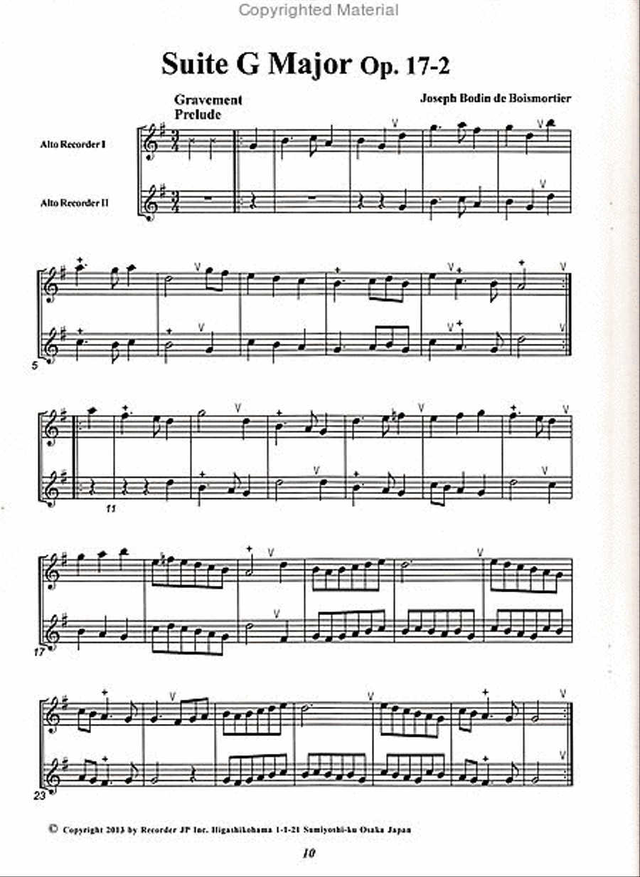 Suite for two Alto Recorders in G Major Op. 17-2 Alto Recorder scores gallery preview page 2