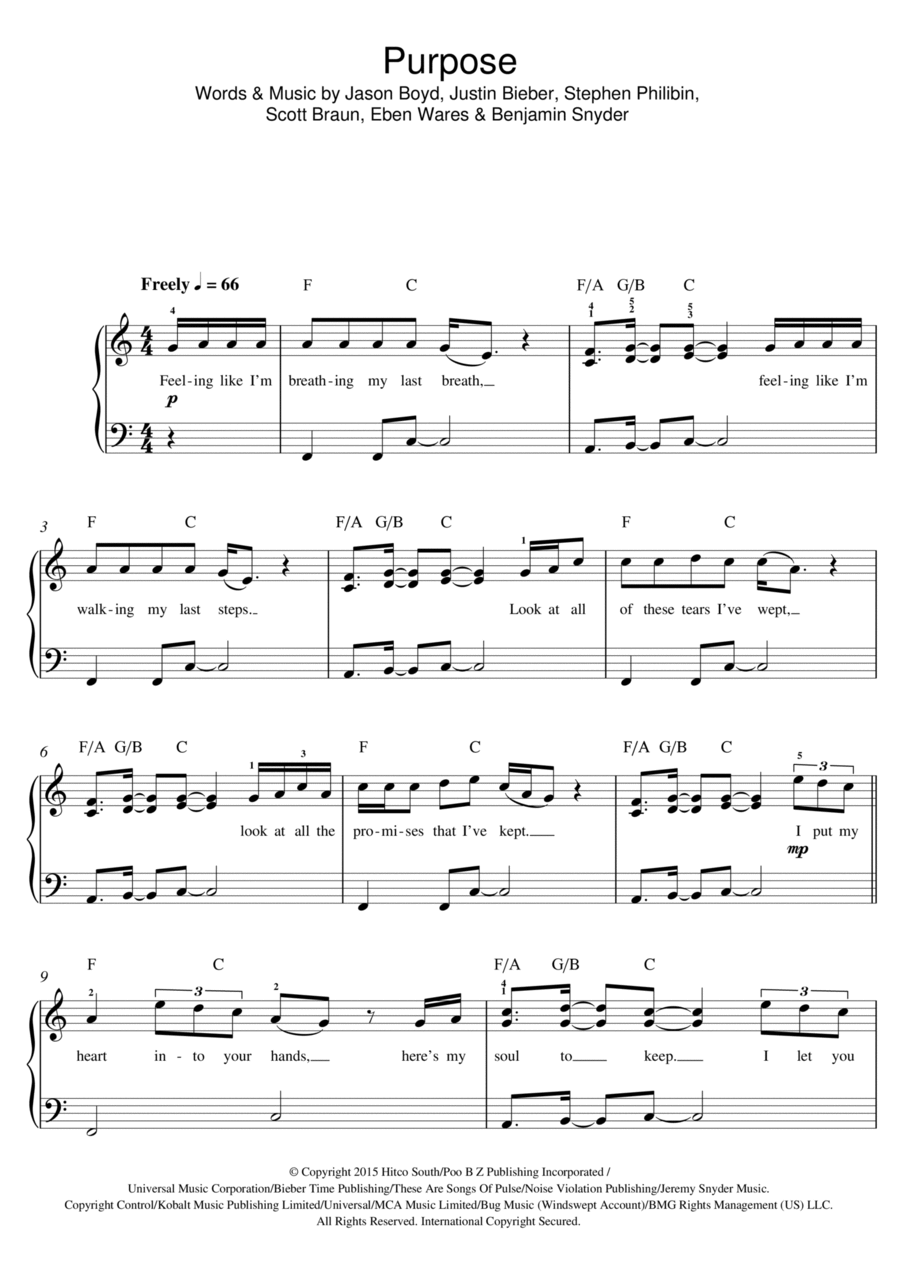 Purpose Piano scores gallery preview page 1