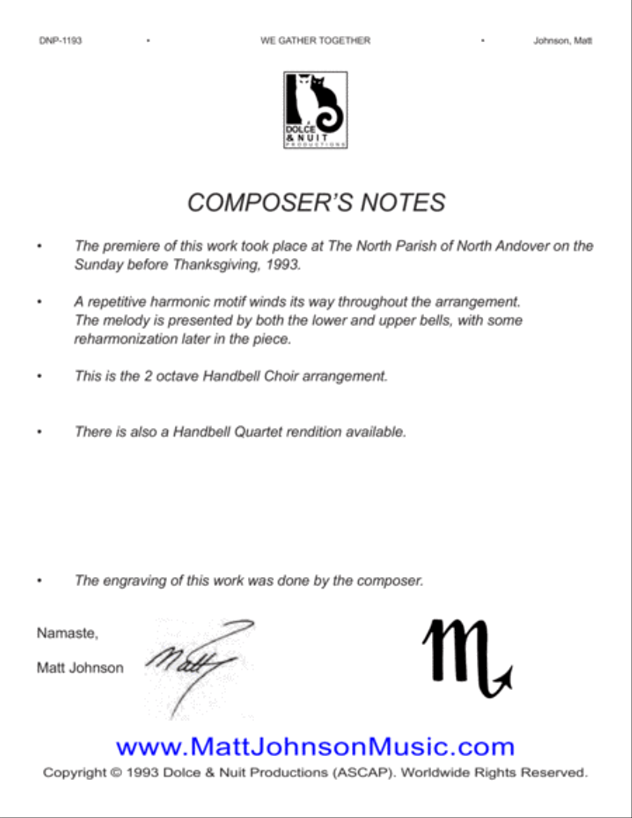 We Gather Together ~ 2 octave handbell choirs - REPRODUCIBLE 2-Octaves scores gallery preview page 2