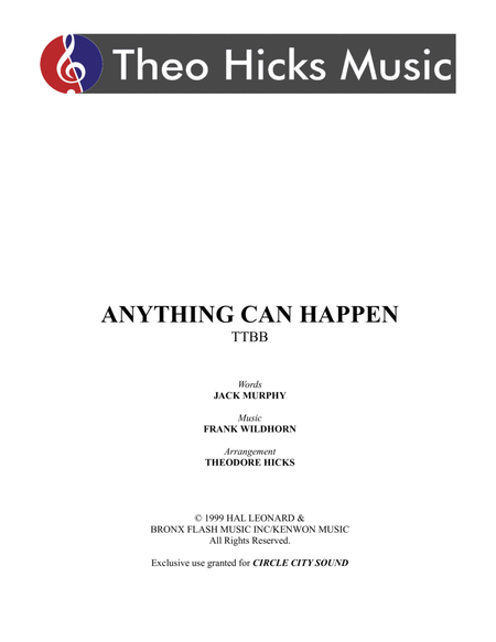 Anything Can Happen by Linda Eder TTBB - Digital Sheet Music