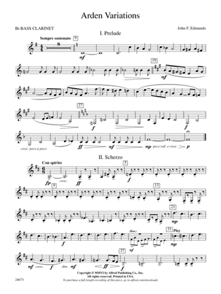 Arden Variations: B-flat Bass Clarinet