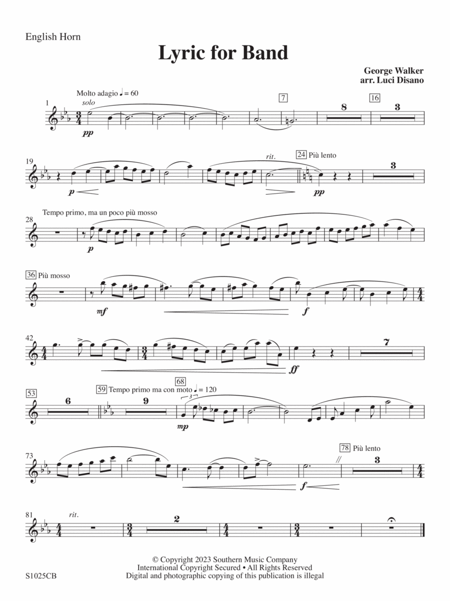 Lyric for Symphonic Band - English Horn Concert Band scores gallery preview page 1