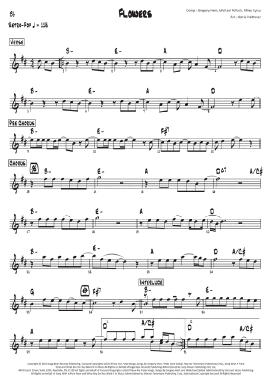 Flowers Tenor Saxophone scores gallery preview page 2