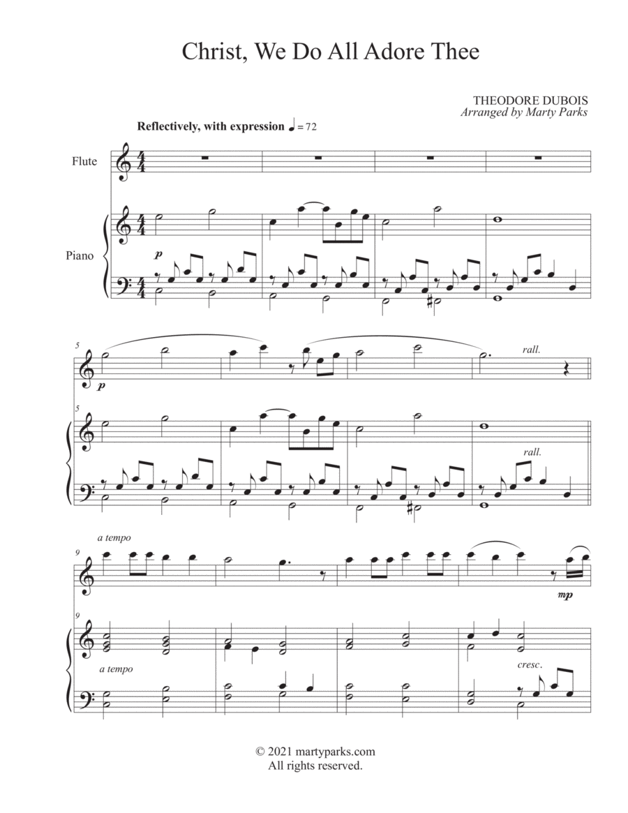 Christ, We Do All Adore Thee (Flute-Piano) Flute Solo scores gallery preview page 1