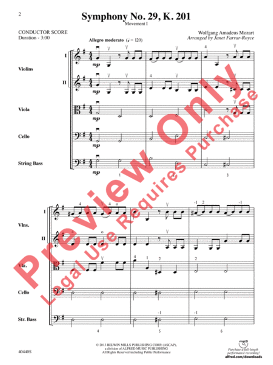 Symphony No. 29, K. 201 Symphony No. 29, K. 201 String Orchestra scores gallery preview page 3