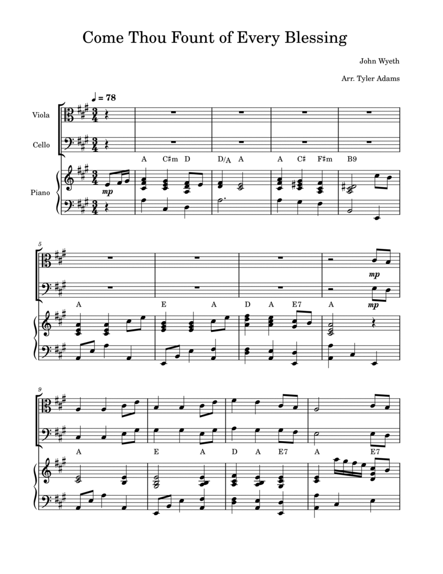 Come Thou Fount of Every Blessing (Viola and Cello Duet) image number null