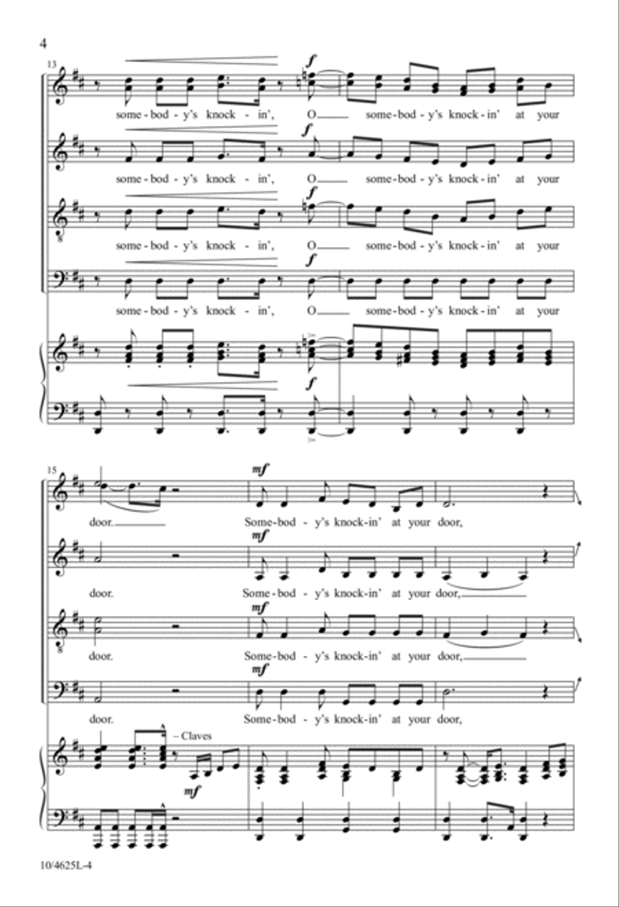 Somebody's Knockin' at Your Door 4-Part scores gallery preview page 4