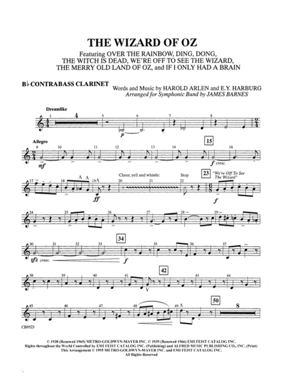 The Wizard of Oz (Medley): B-flat Contrabass Clarinet