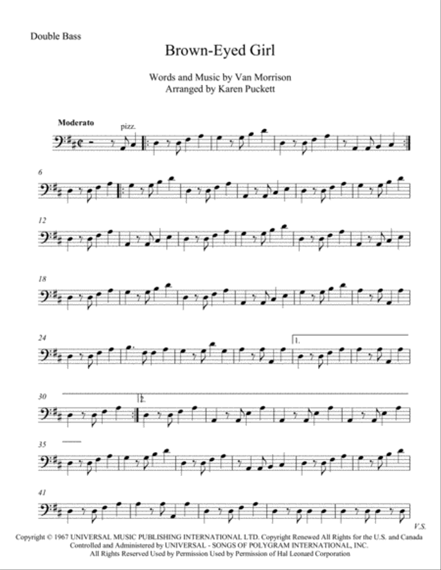 Brown Eyed Girl String Quartet scores gallery preview page 1