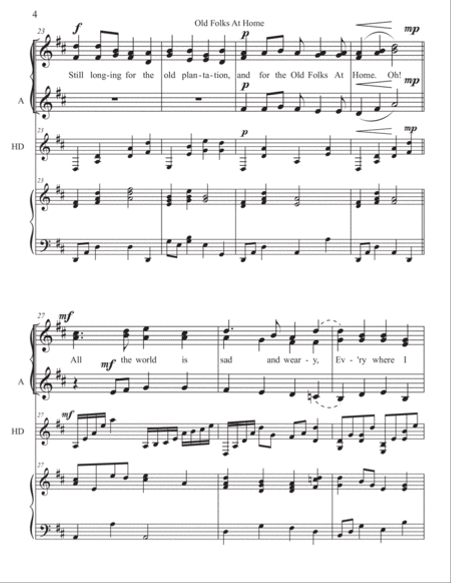 Old Folks At Home SSA with Hammer Dulcimer SSA scores gallery preview page 5