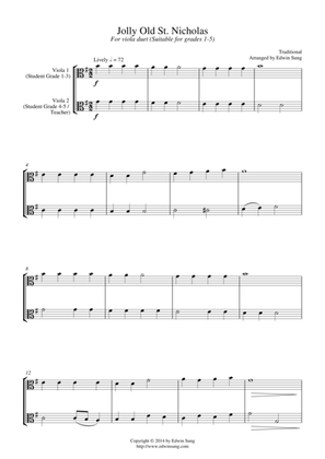 Jolly Old St. Nicholas (for viola duet, suitable for grades 1-5)