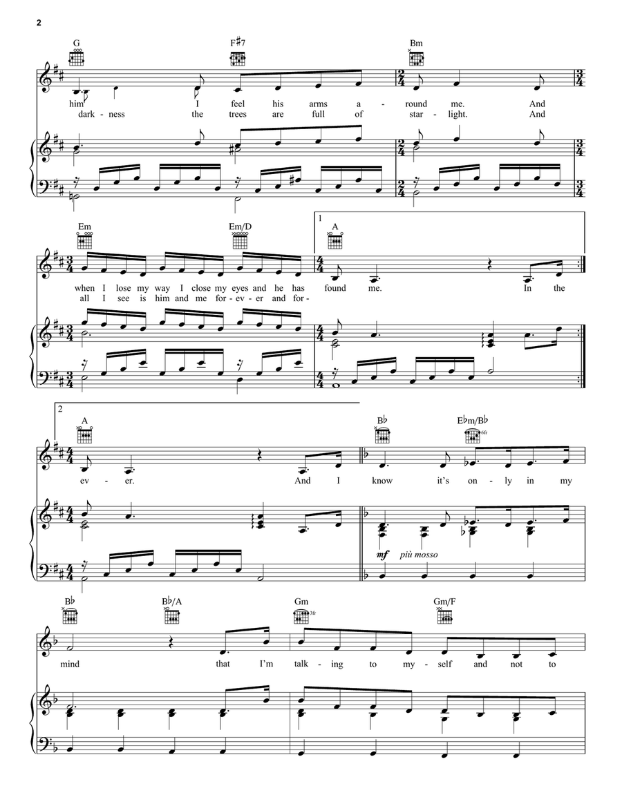 On My Own (from Les Miserables) Piano, Vocal, Guitar scores gallery preview page 2