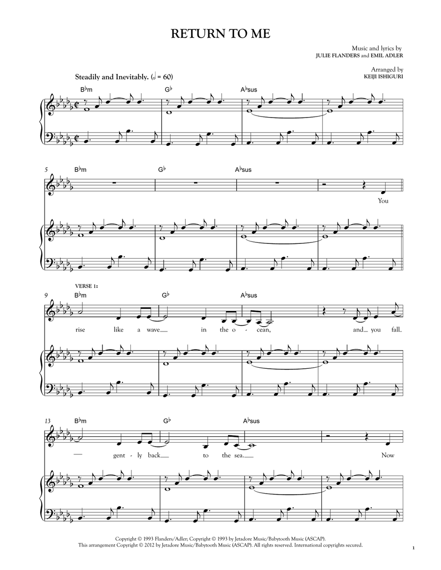 Return To Me Piano, Vocal scores gallery preview page 1
