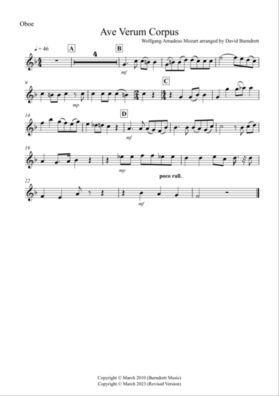 Ave Verum Corpus for Wind Quintet Ave Verum Corpus for Wind Quintet Woodwind Quintet scores gallery preview page 3