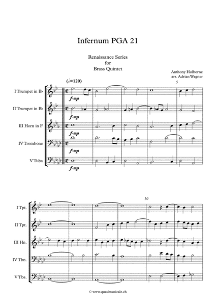 Anthony Holborne Collection Book III Brass Quintet arr. Adrian Wagner