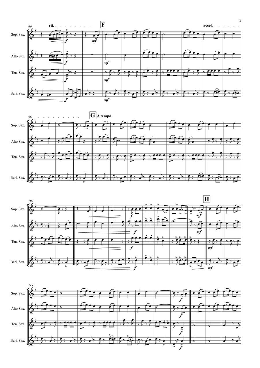 Muss i denn, muss i denn, zum Städele hinaus - Wooden Heart (Elvis Presley) - Saxophone Quartet Saxophone Quartet scores gallery preview page 4